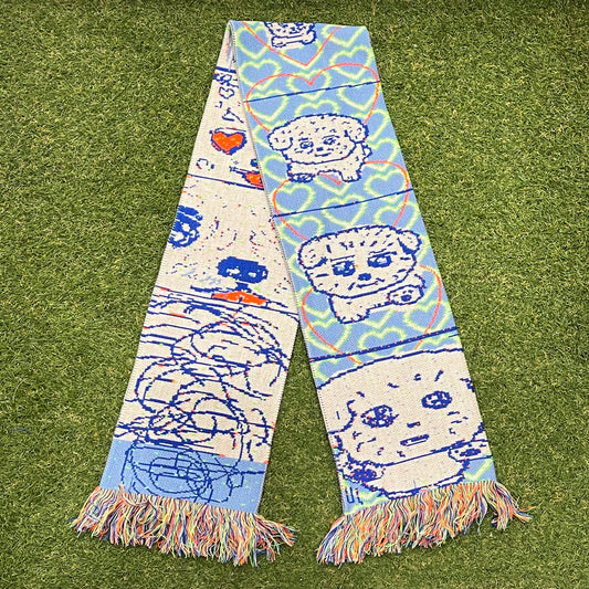 【Joo Young Kim】“Puppy in Love” Scarf / グラフィックマフラー