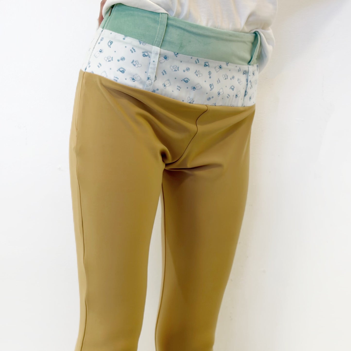 DOUBLE WAISTBAND LEGGINGS / MOSS/BABY BLUE/LATTE / ダブルウエストレギンス