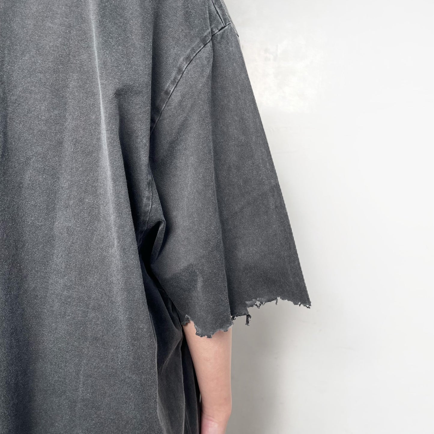 TIE NECK T-SHIRT / BLACK / タイTシャツ