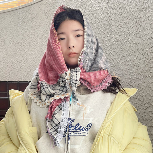 Hand stich hand stich big bandana / Red Mix / ハンドステッチビッグバンダナ