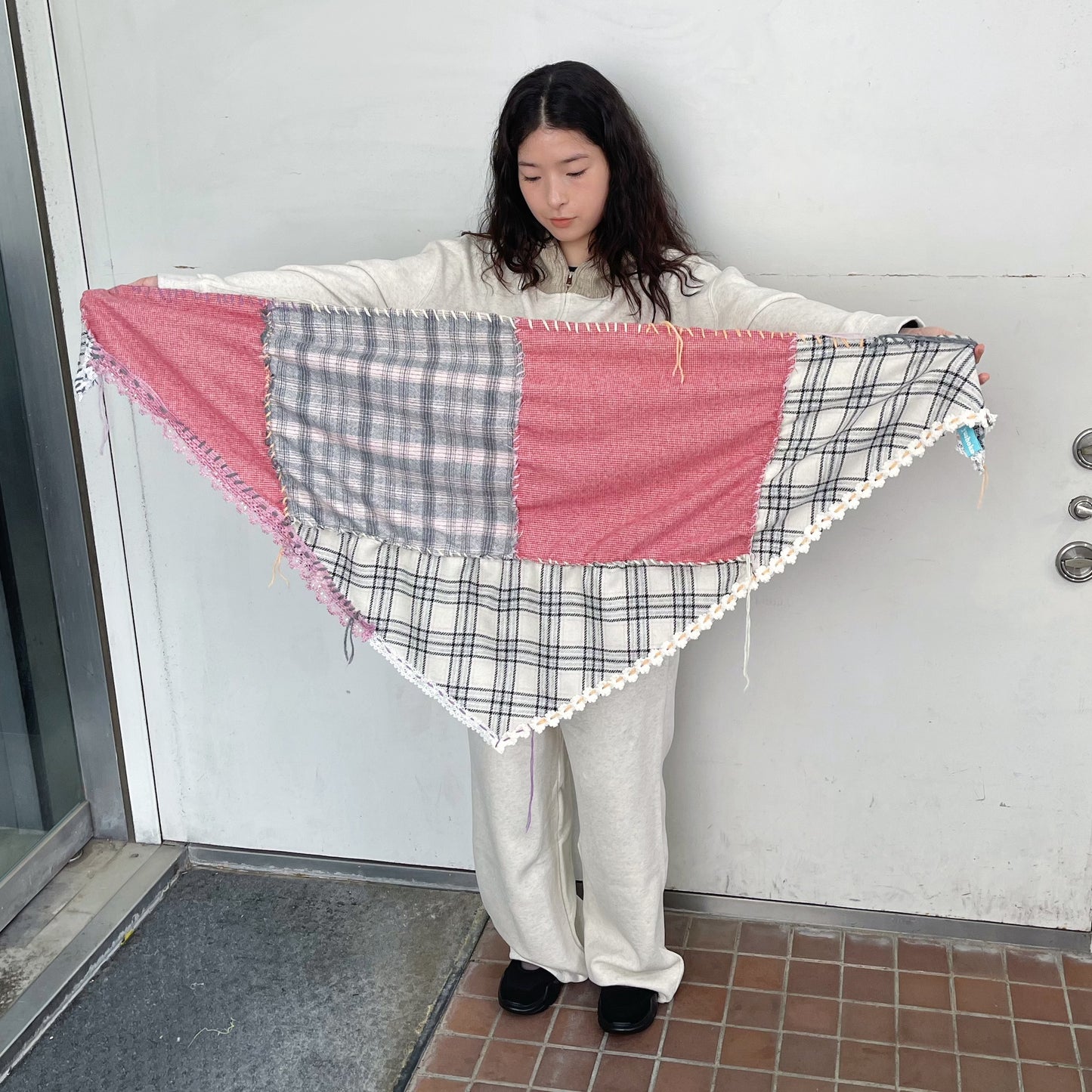 Hand stich hand stich big bandana / Red Mix / ハンドステッチビッグバンダナ