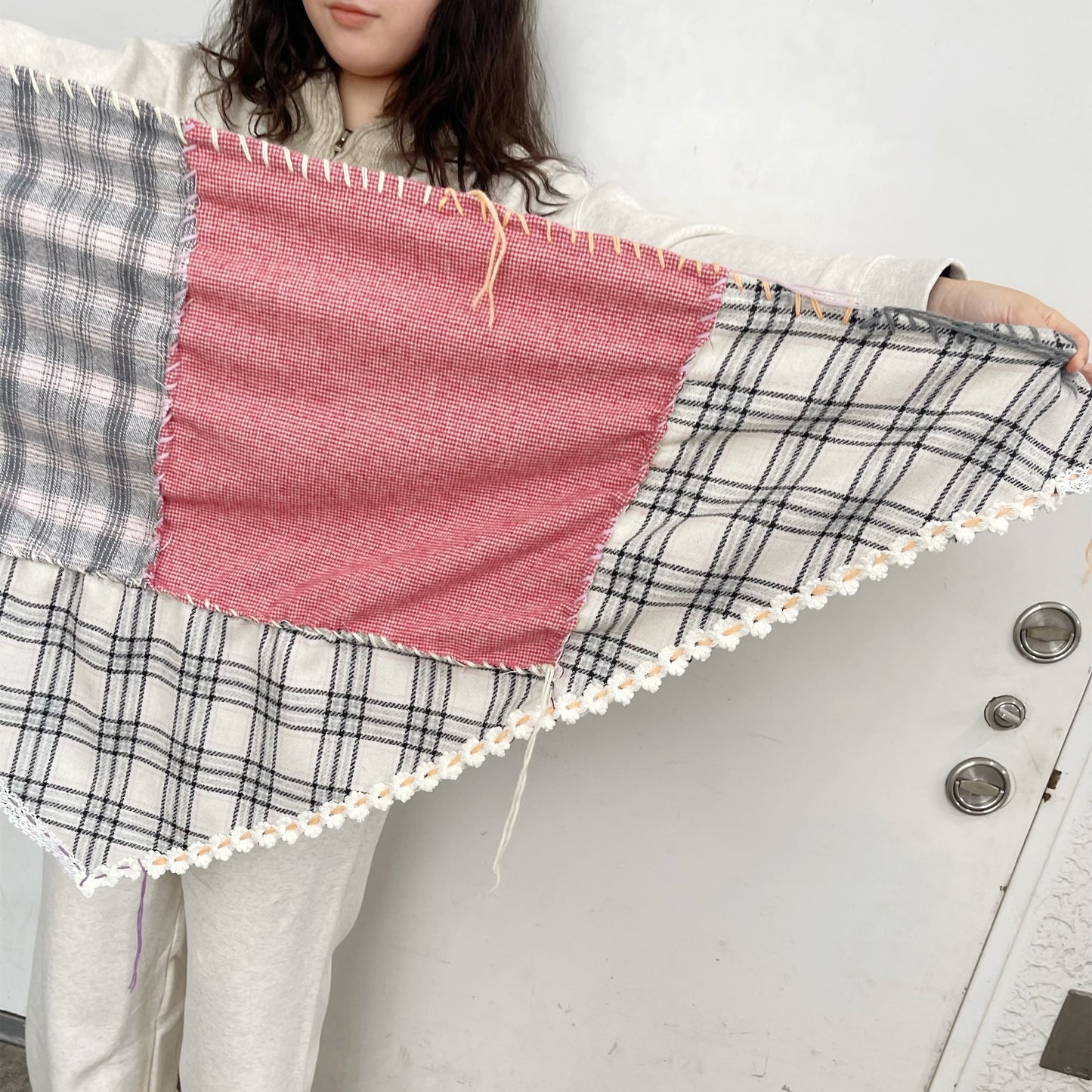 Hand stich hand stich big bandana / Red Mix / ハンドステッチビッグバンダナ