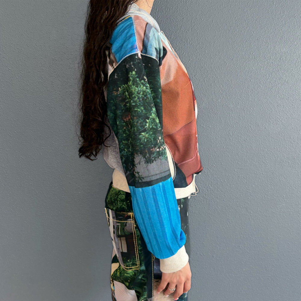 print zip up hoodie / car / プリントジップアップフーディー