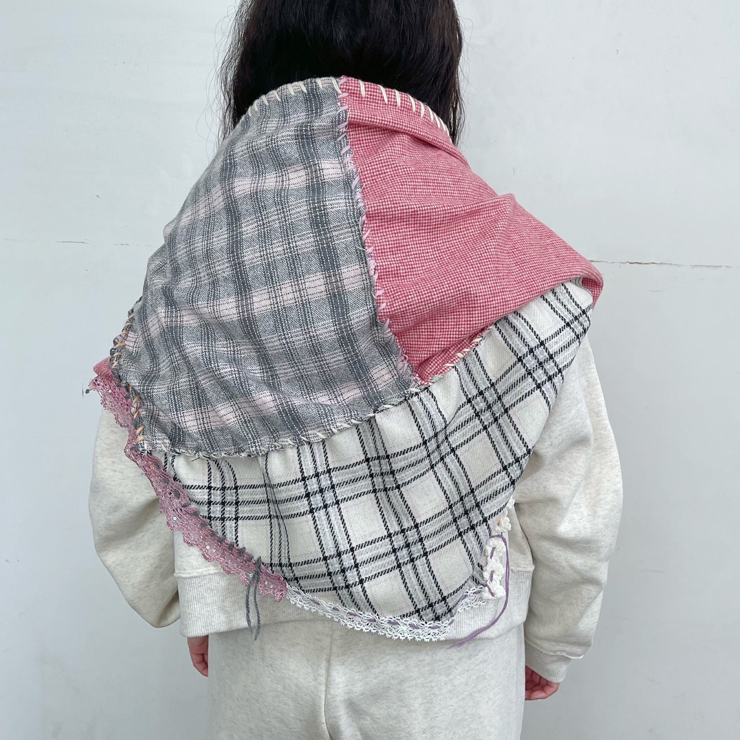 Hand stich hand stich big bandana / Red Mix / ハンドステッチビッグバンダナ
