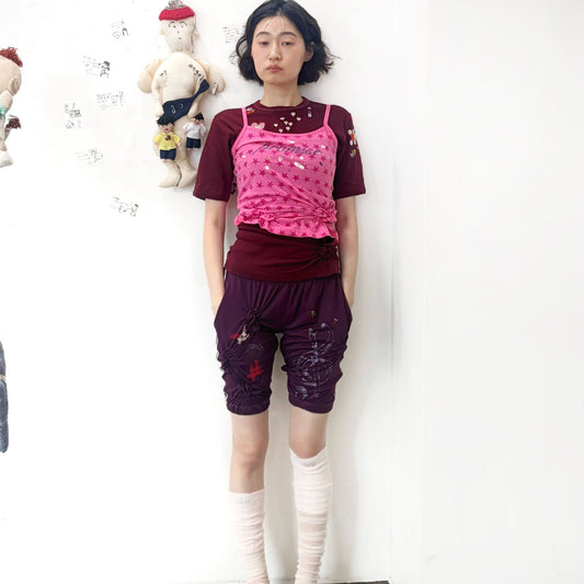 pure music shorts / purple / シャーリングショーツ