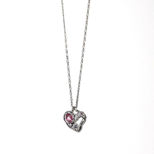 heart necklace / zirconia x danburite / ハートネックレス