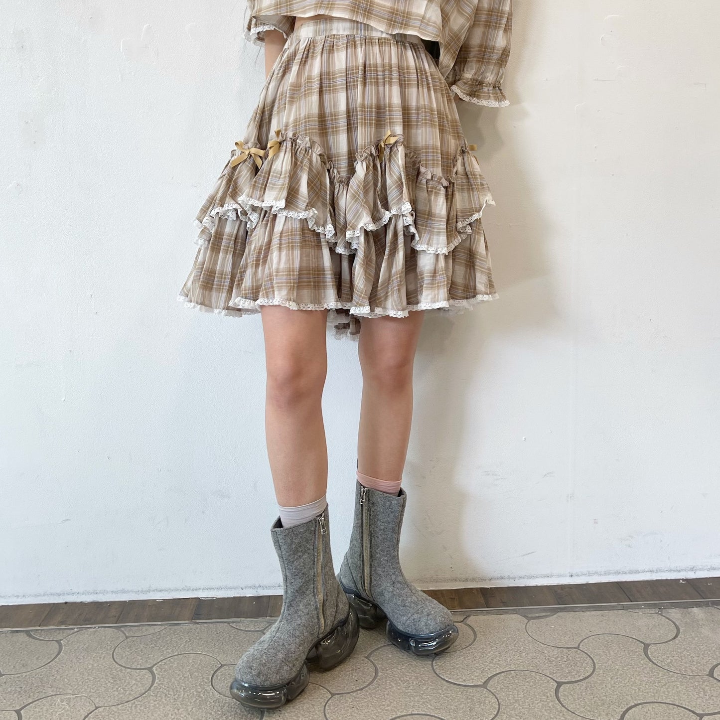 COTTON LOLITA SKIRT / BEIGE / ボリュームフリルスカート