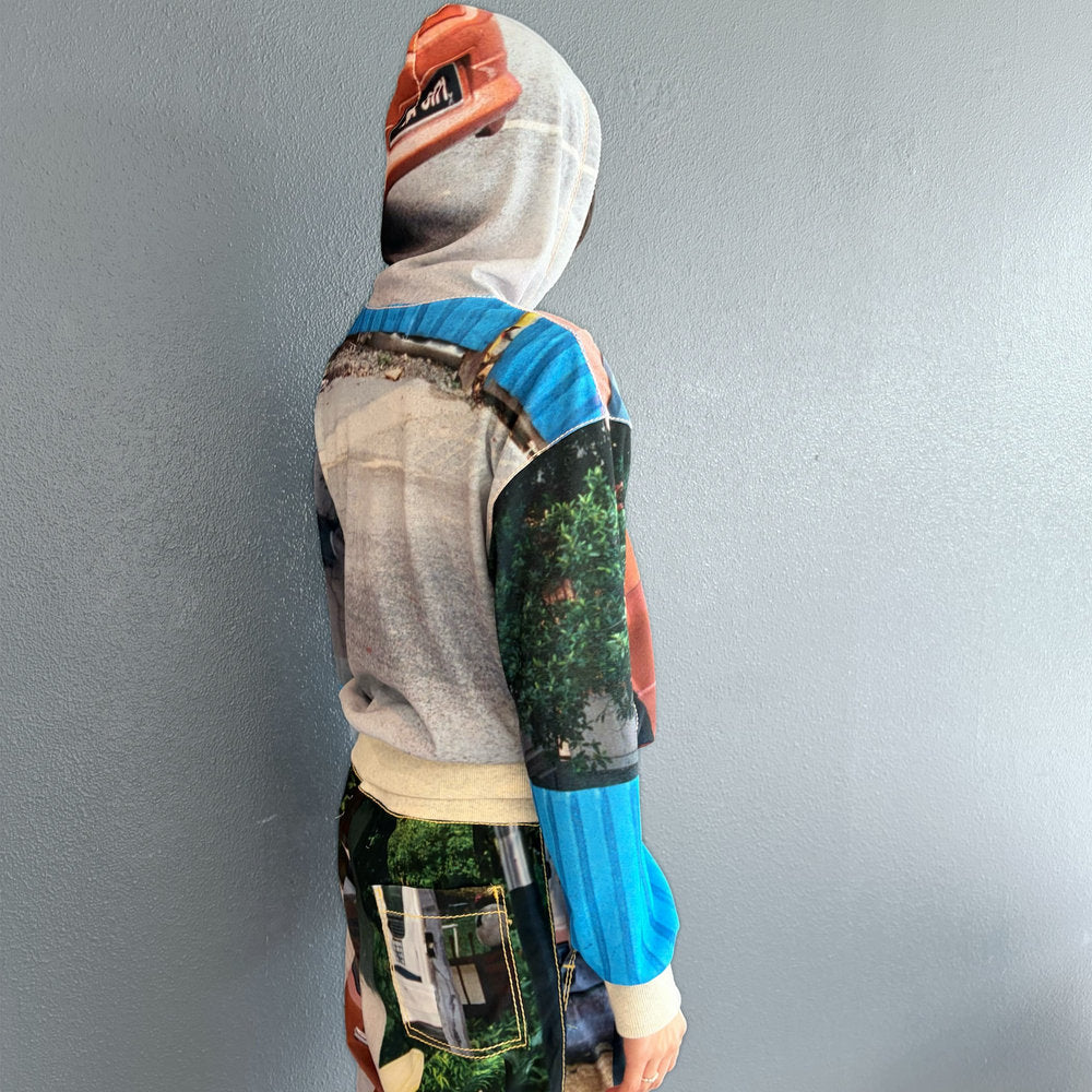 print zip up hoodie / car / プリントジップアップフーディー