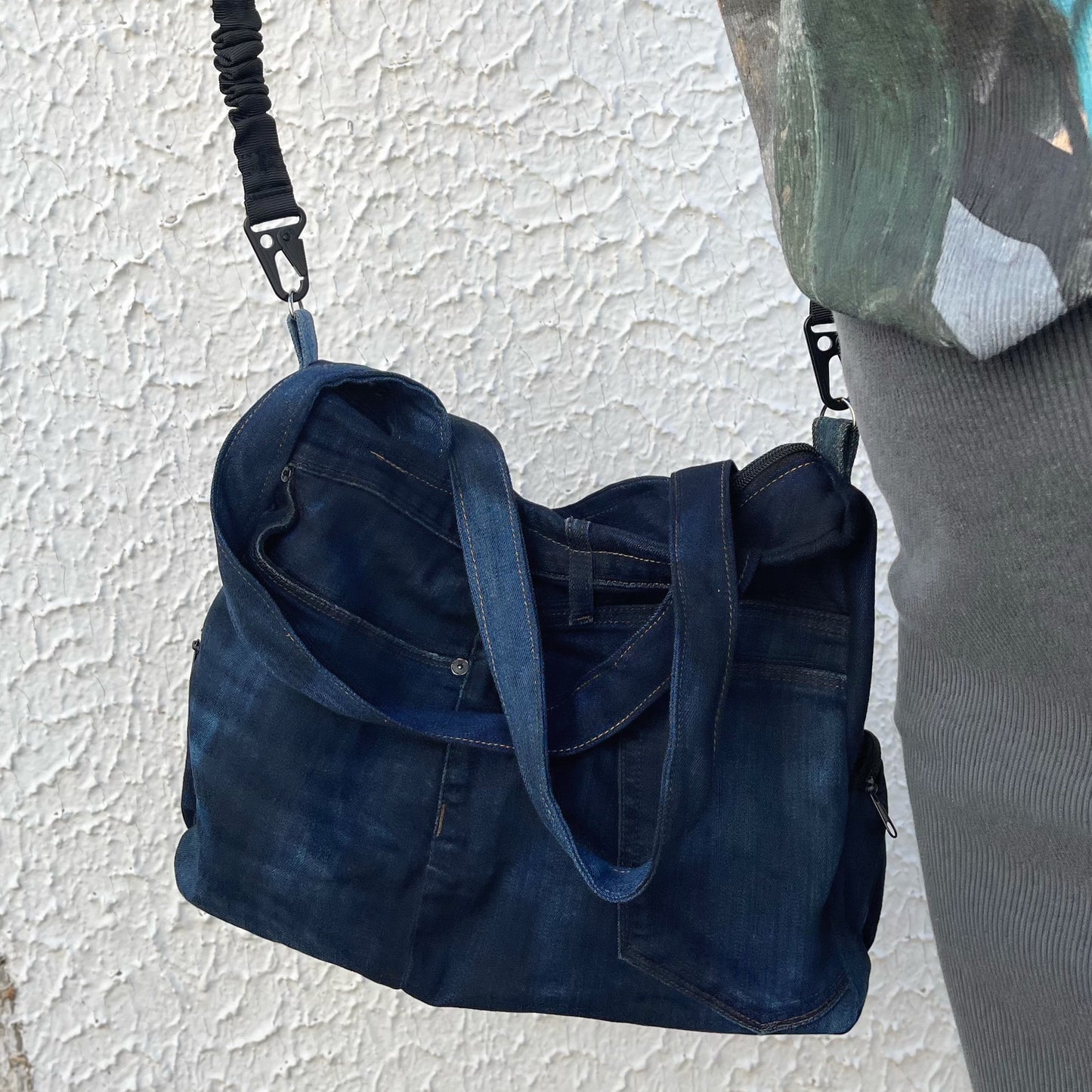 RECONSTRUCTED DENIM SHIBUYA BAG / NAVY / デニムショルダートート 