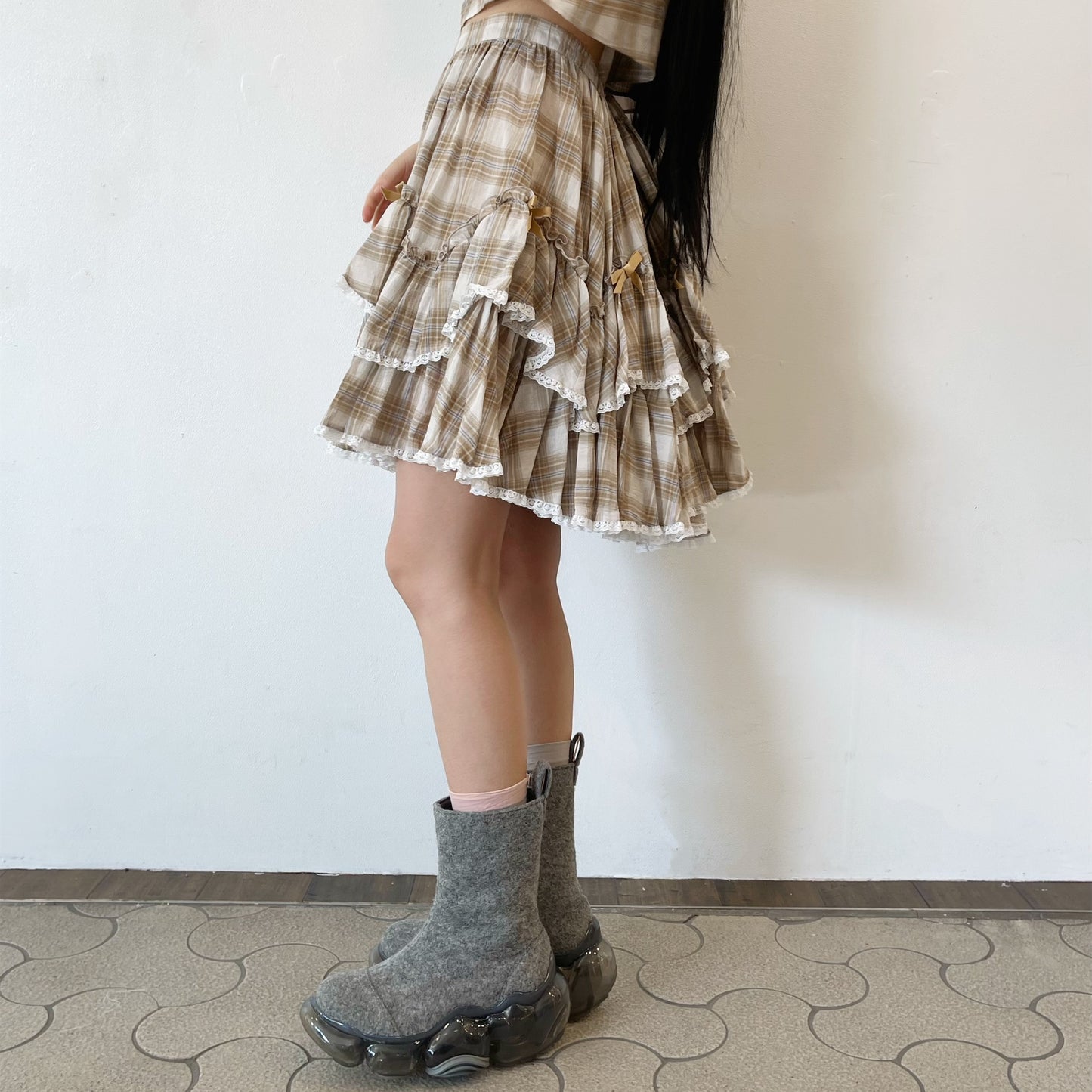 COTTON LOLITA SKIRT / BEIGE / ボリュームフリルスカート