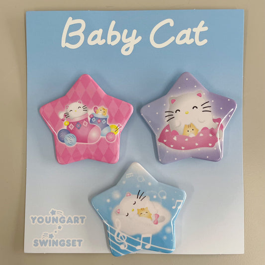 [X YOUNGART] BABY CAT Star Pin Button Set / 子ねこの缶バッジ