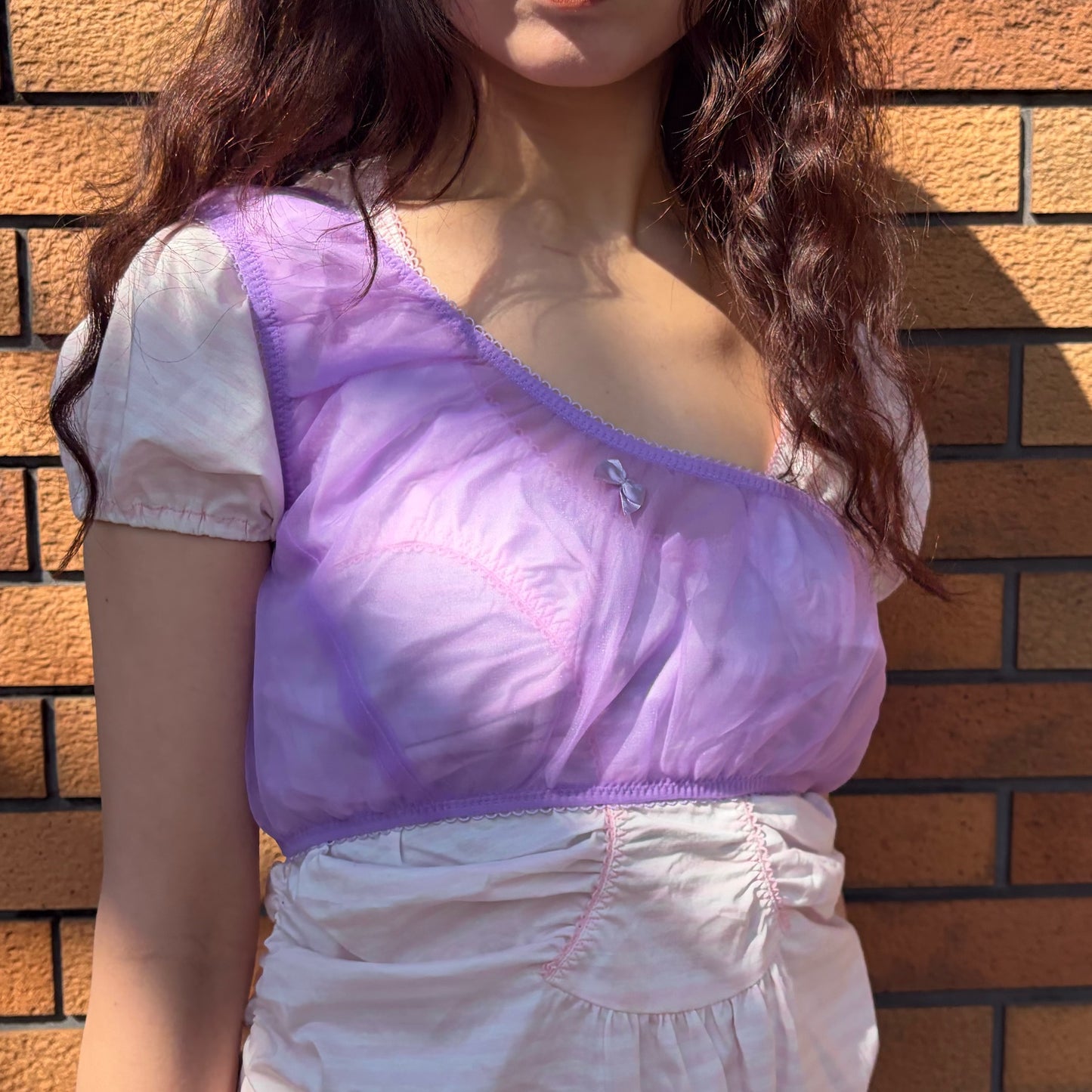 NICKER SHEER TOP / PURPLE / シアーランジェリートップ