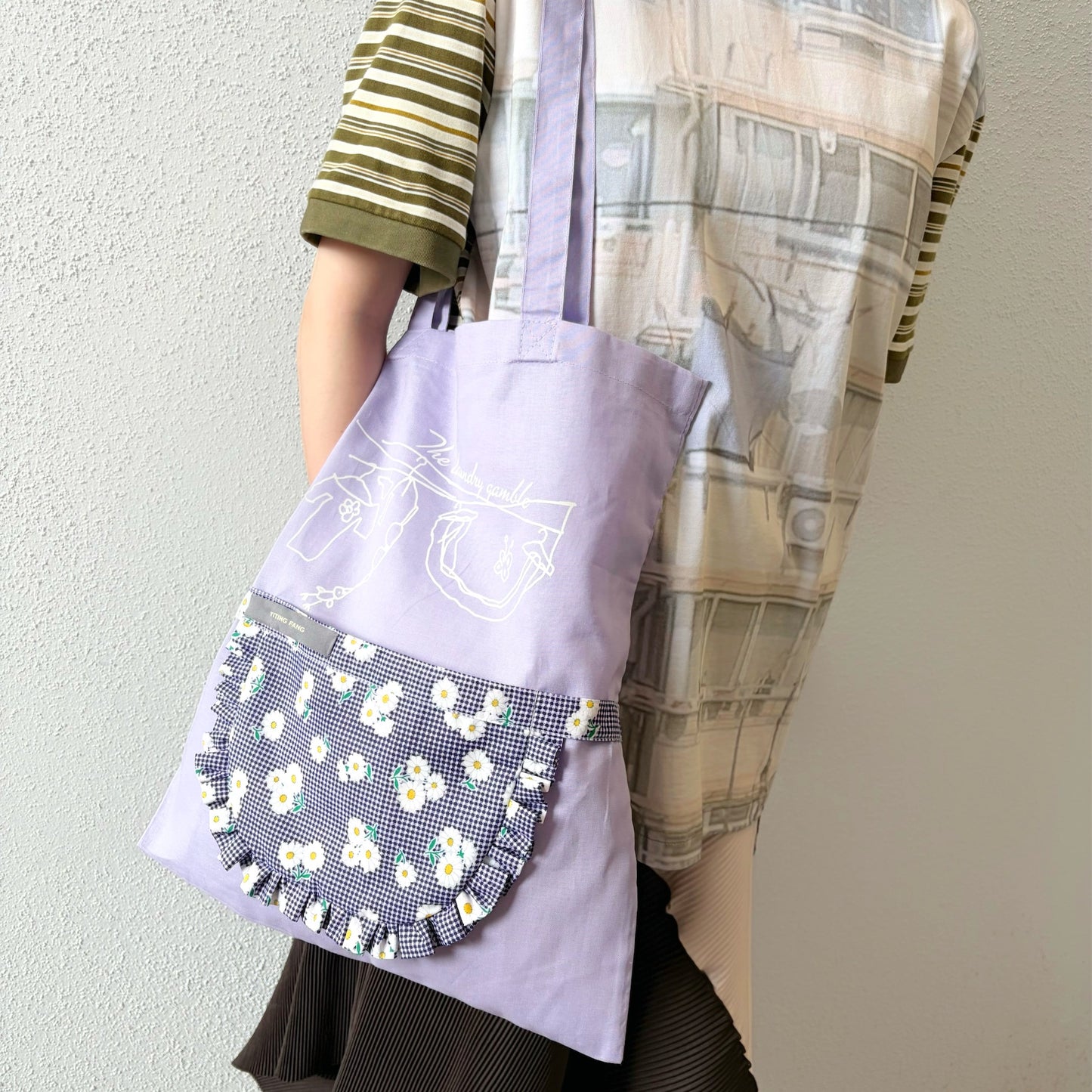 Frill Apron Tote Bag / Lavender / BIRDMANコラボレーショントートバッグ