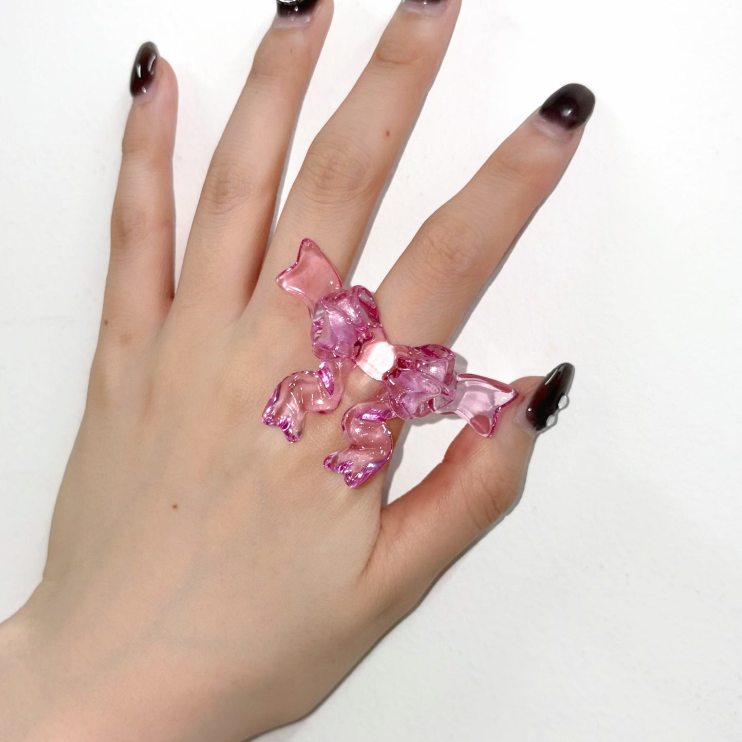 WING RIBBON RING / PINK / クリアリボンリング