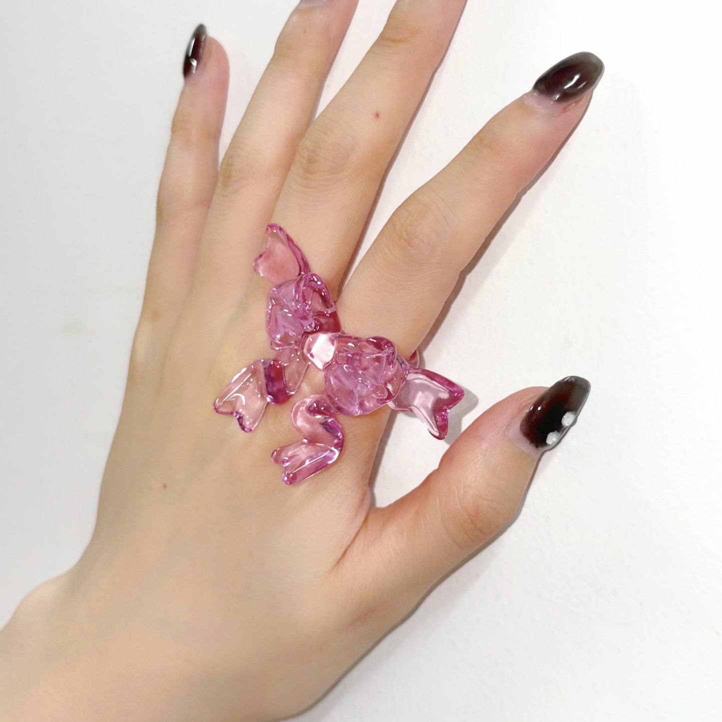 WING RIBBON RING / PINK / クリアリボンリング