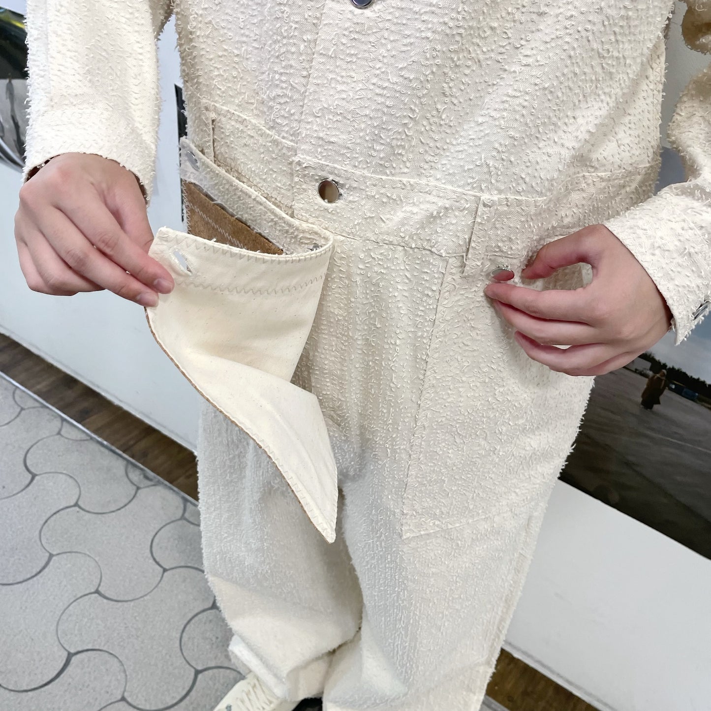 jump suit / white / ジャンプスーツ