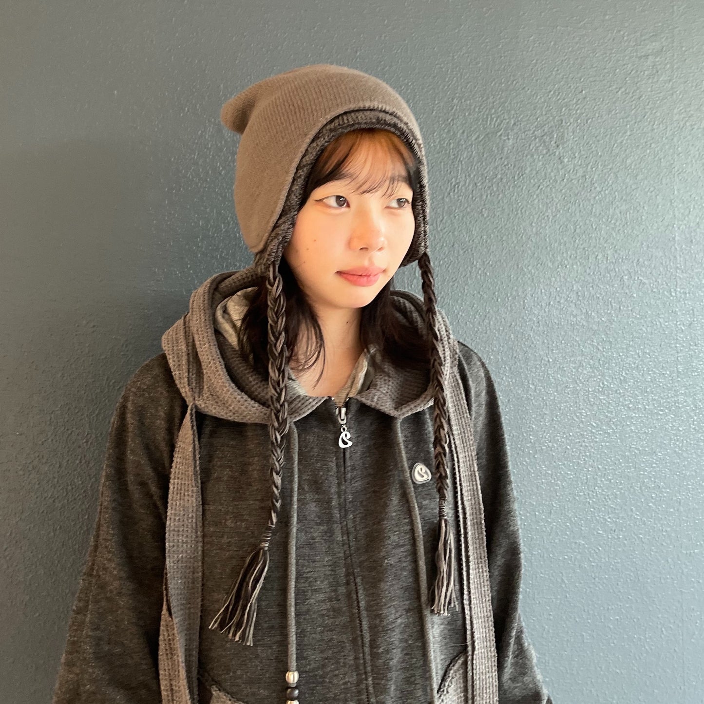 DOUBLE TROOPER BEANIE / COCOA / レイヤードビーニー