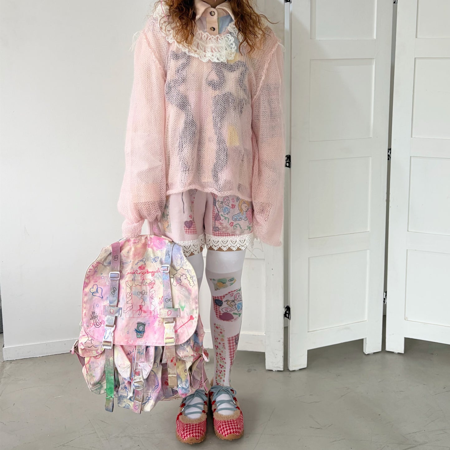 【Collabolation mimi-chan】 Mimi back pack / ドローイングバックパック
