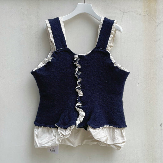 fulling camisole / navy / 縮絨キャミソール