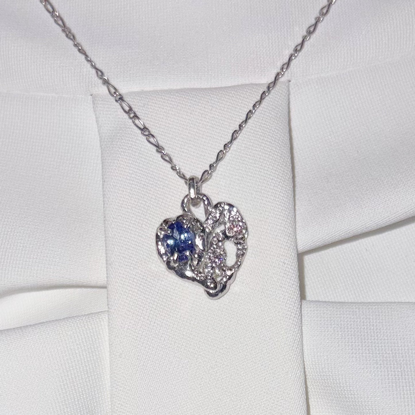heart necklace / zirconia × tanzanite / ハートネックレス