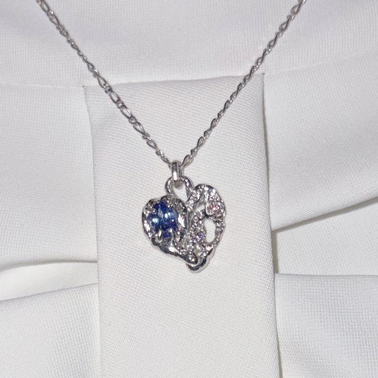 heart necklace / zirconia × tanzanite / ハートネックレス