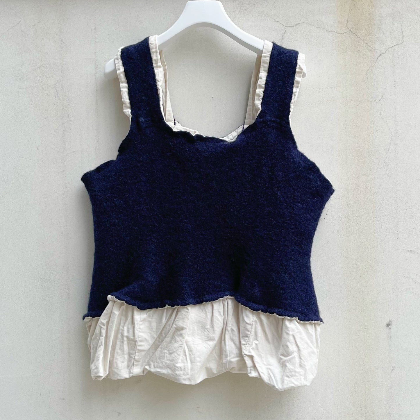 fulling camisole / navy / 縮絨キャミソール