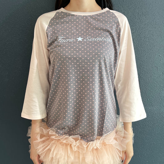[F.E.E.S] dot raglan sleeve top / pink / ラグランスリーブドットトップ