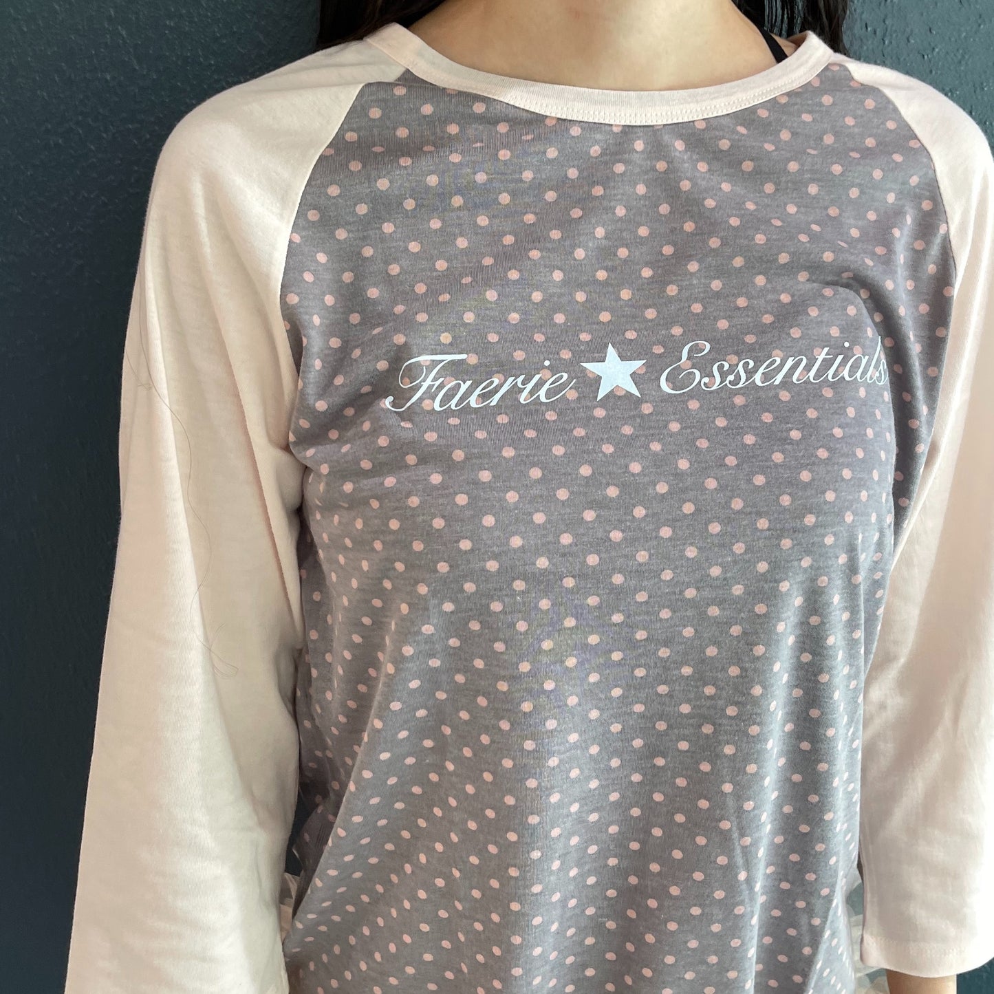 [F.E.E.S] dot raglan sleeve top / pink / ラグランスリーブドットトップ