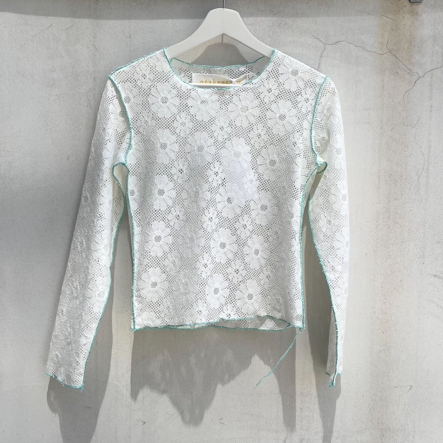 flower lace long sleeve top / mint blue / フラワーレーストップ