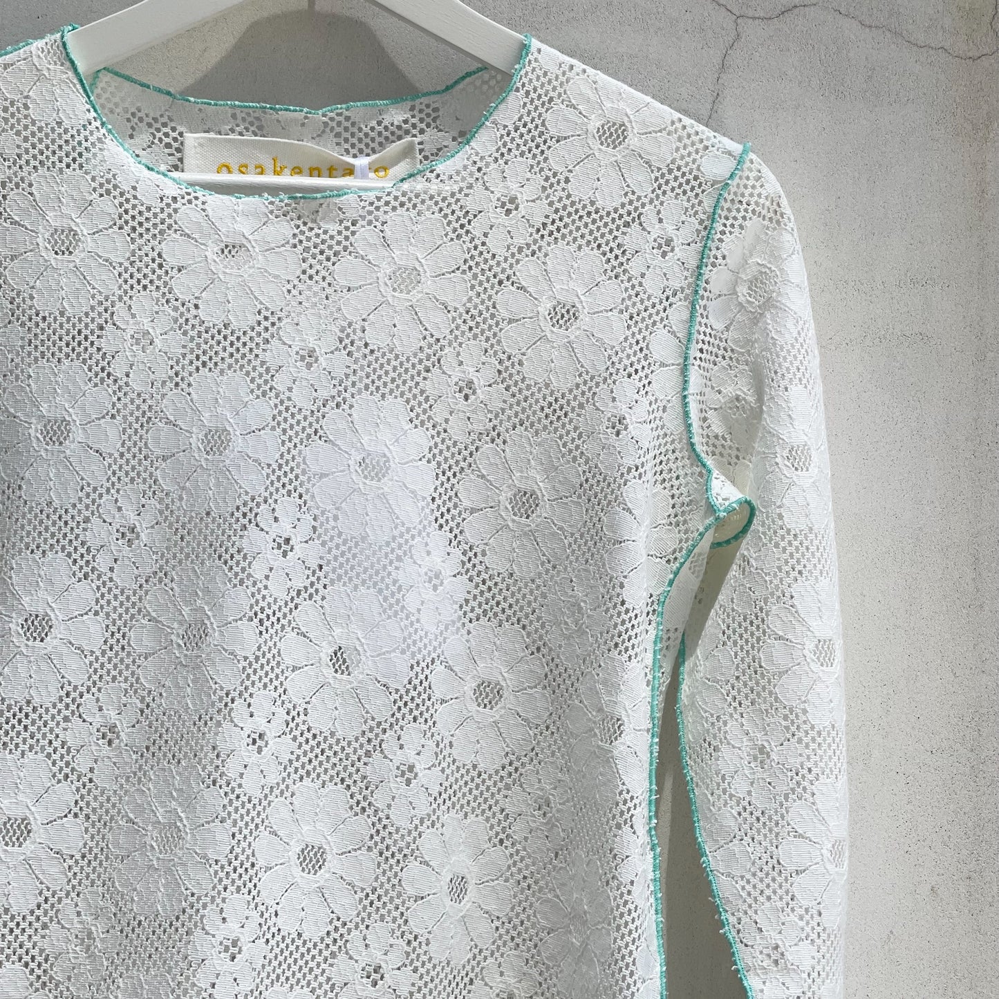 flower lace long sleeve top / mint blue / フラワーレーストップ