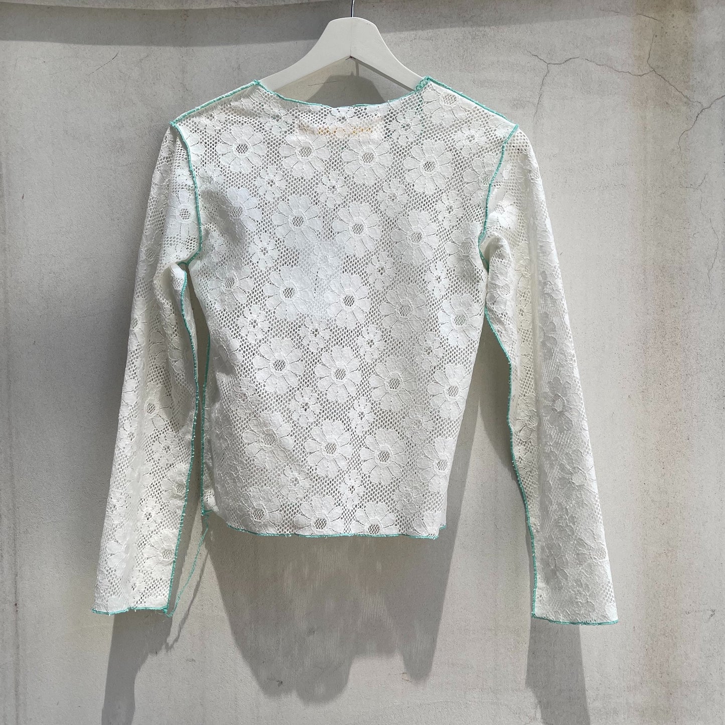 flower lace long sleeve top / mint blue / フラワーレーストップ