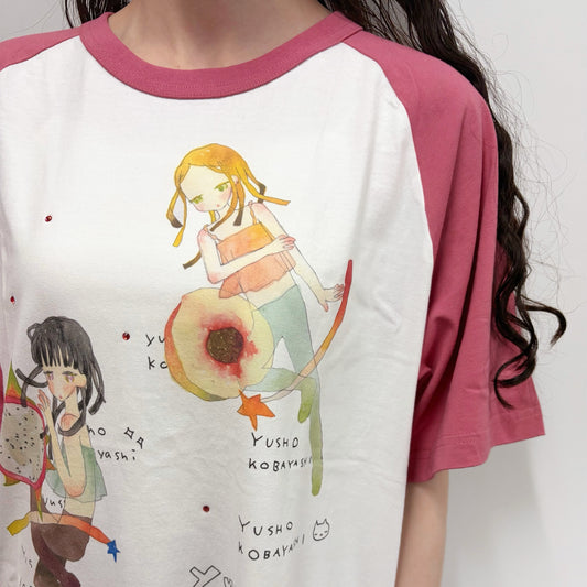 Megumi Okubo raglanTshirts / red / Sサイズ / 大久保惠コラボレーションTシャツ