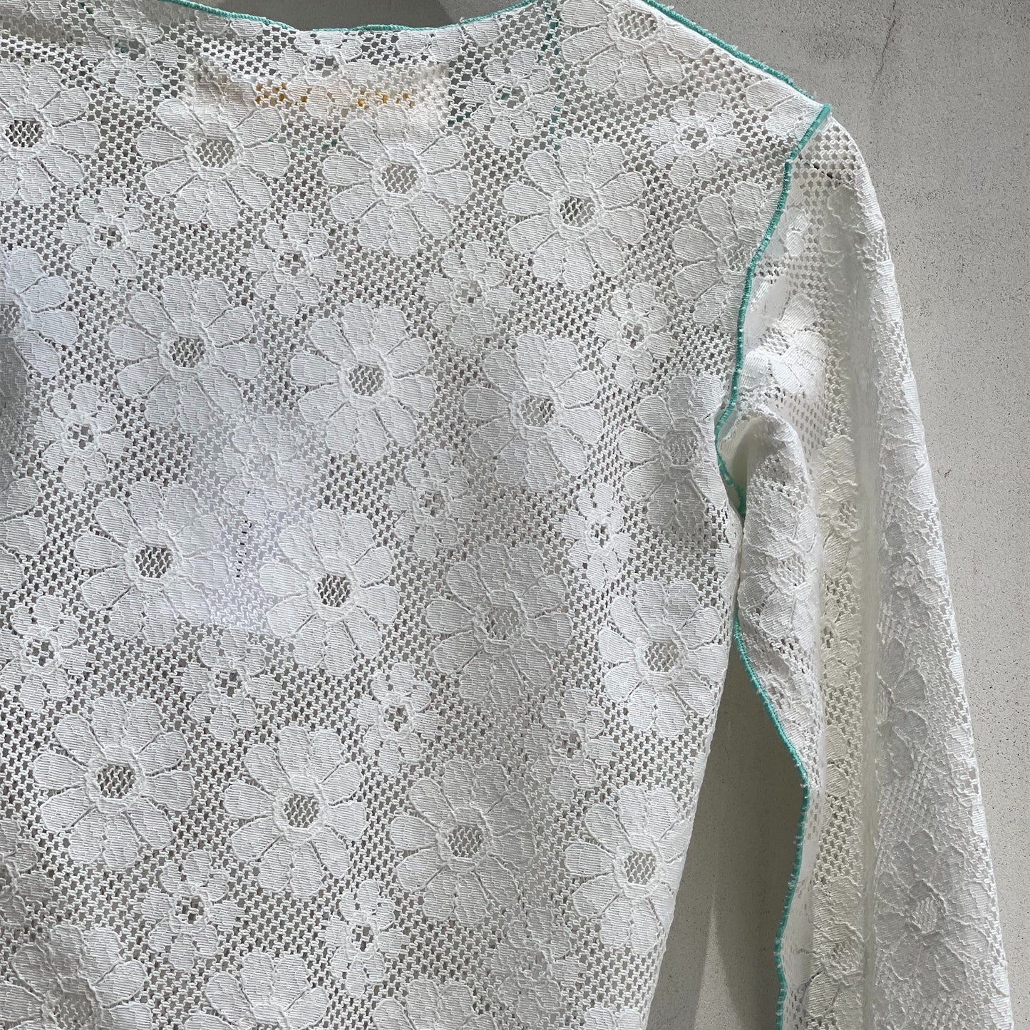 flower lace long sleeve top / mint blue / フラワーレーストップ