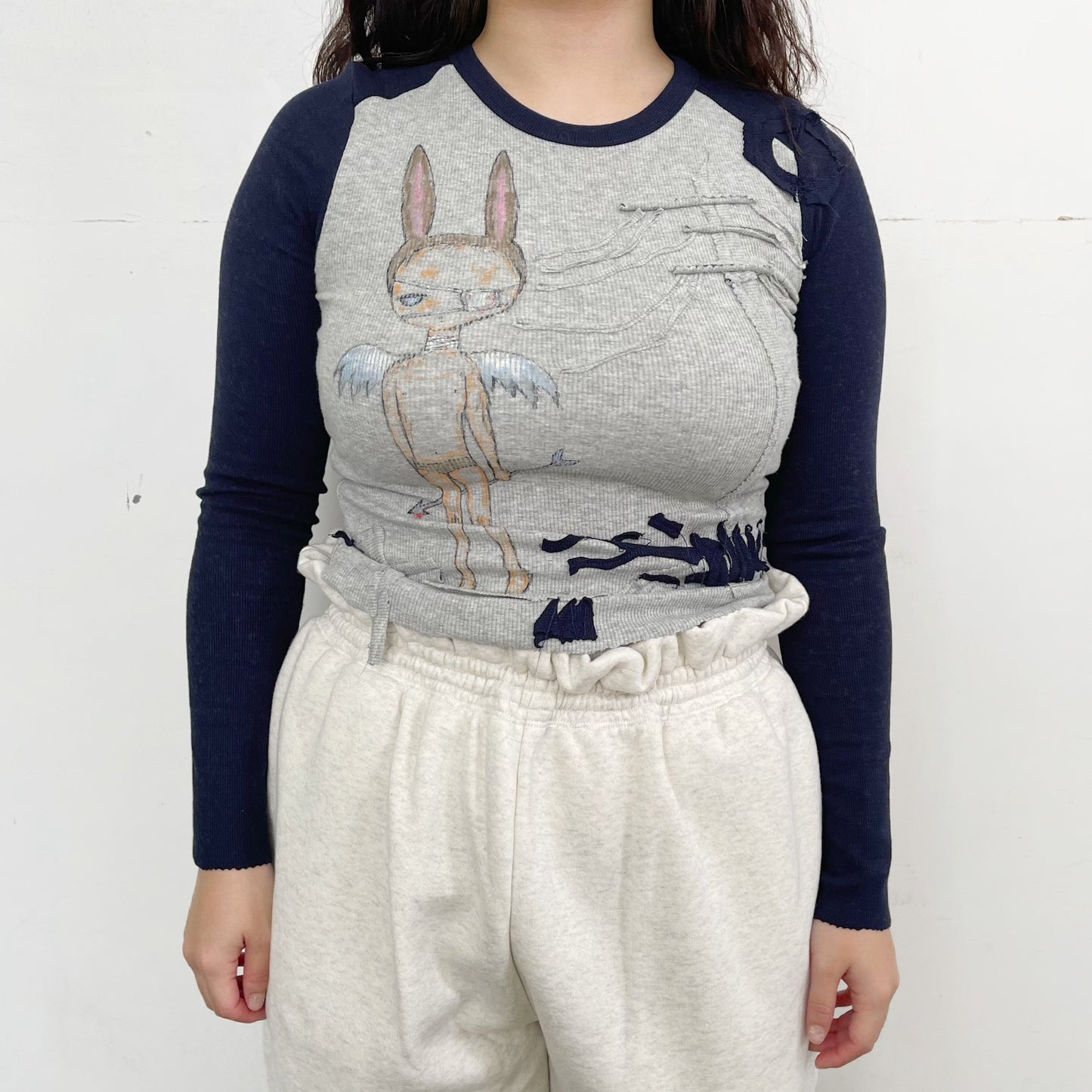 trust teji x TONII MONDO collabolation ★ Murder Long sleeve rib Tee / Navy Gray / ロングスリーブリブTシャツ