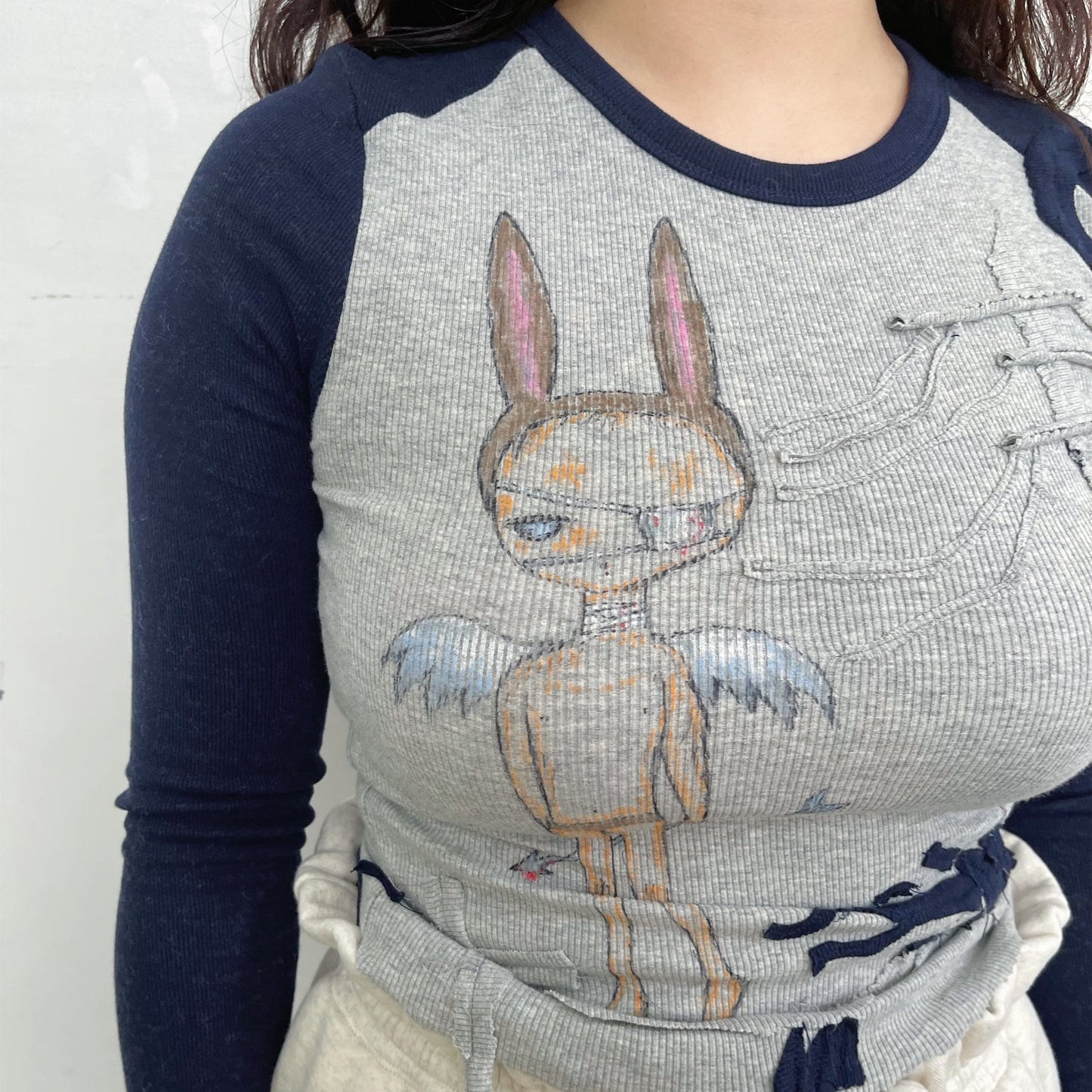 trust teji x TONII MONDO collabolation ★ Murder Long sleeve rib Tee / Navy Gray / ロングスリーブリブTシャツ