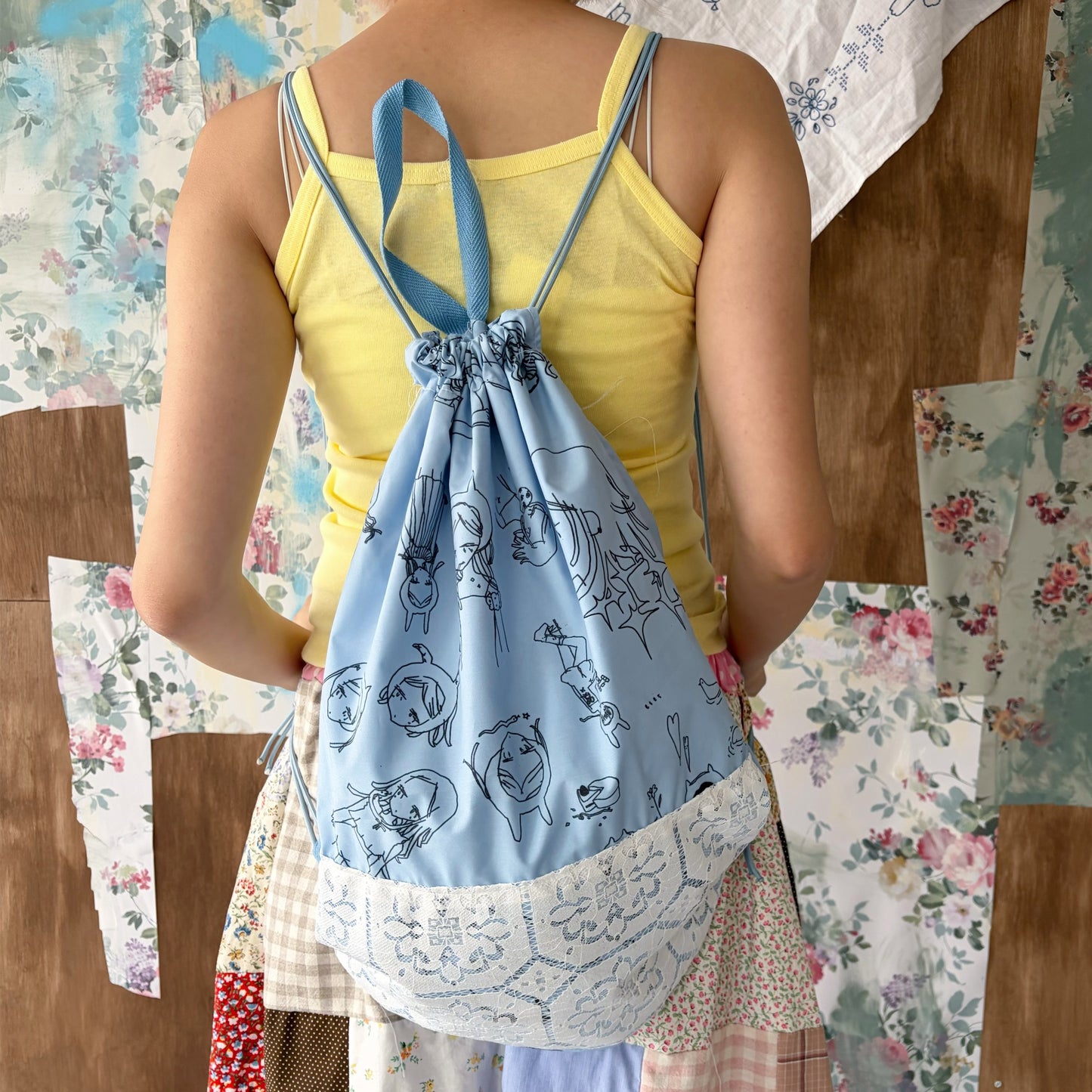 Megumi Okubo knapsack / blue / 大久保惠コラボレーションナップサック