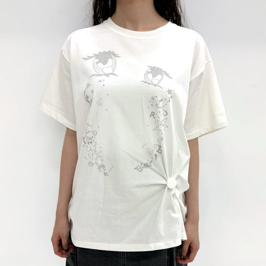 Cry Eyes Half Sleeve Top / White / グラフィックTシャツ