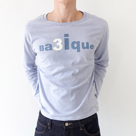 [fe.3] loose logo long top / melange blue / ルーズロゴロングスリーブトップ