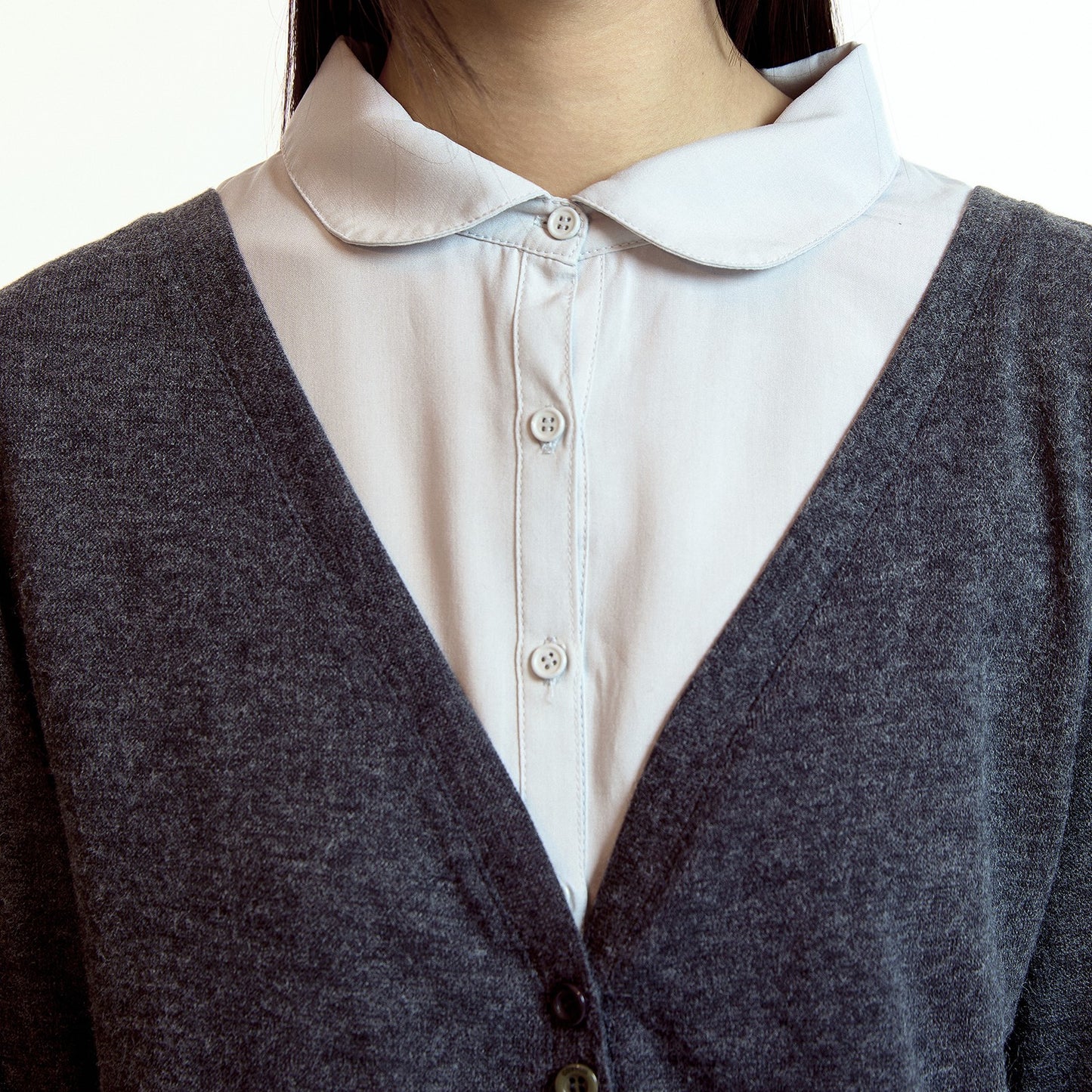 LAYERED SHIRT CARDIGAN / DARK GREY / レイヤードシャツカーディガン
