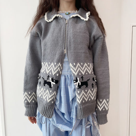 Puppies knitted jacket / Gray / パピーニットジャケット