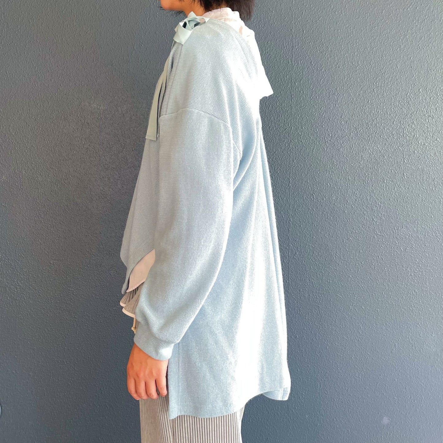Asymmetry Lame Knit / Sky Blue / アシンメトリーラメニット