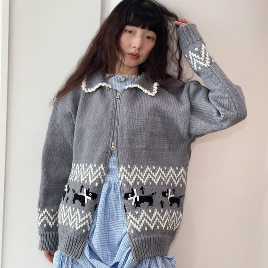 Puppies knitted jacket / Gray / パピーニットジャケット