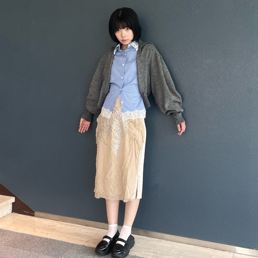 Elizabeth Skirt / Beige x Beige / スパンコールシフォンスカート