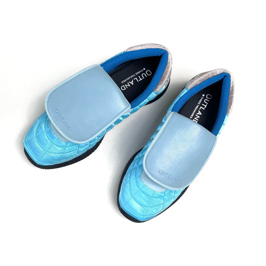 【OUTLAND】Beckham / Blue x Black / サテンシューズ
