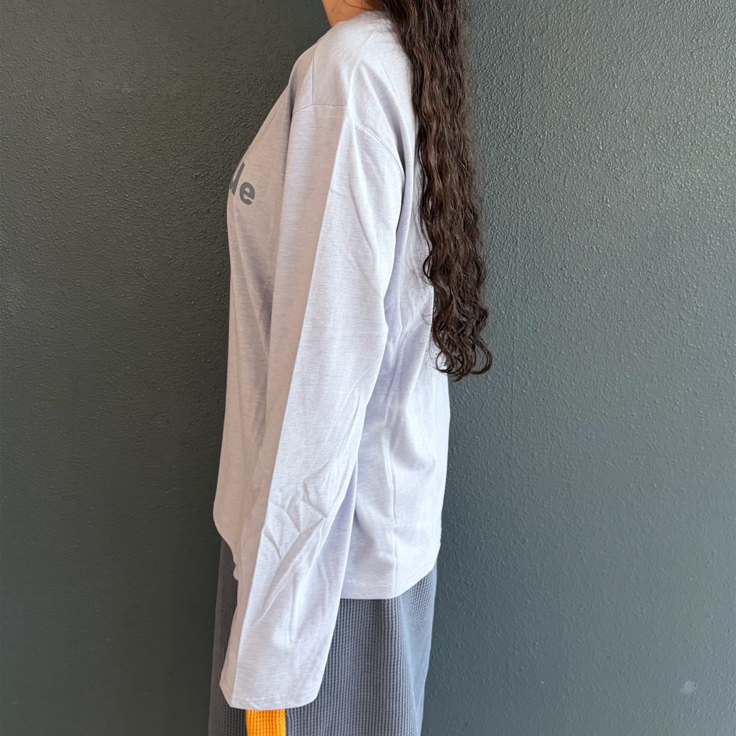 [fe.3] loose logo long top / melange blue / ルーズロゴロングスリーブトップ
