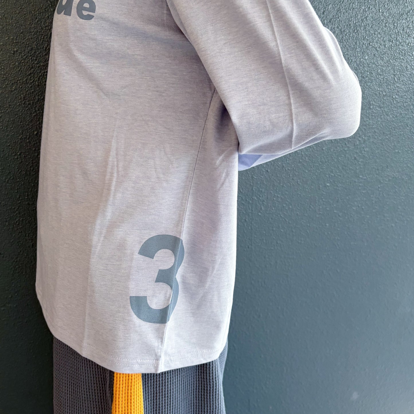 [fe.3] loose logo long top / melange blue / ルーズロゴロングスリーブトップ