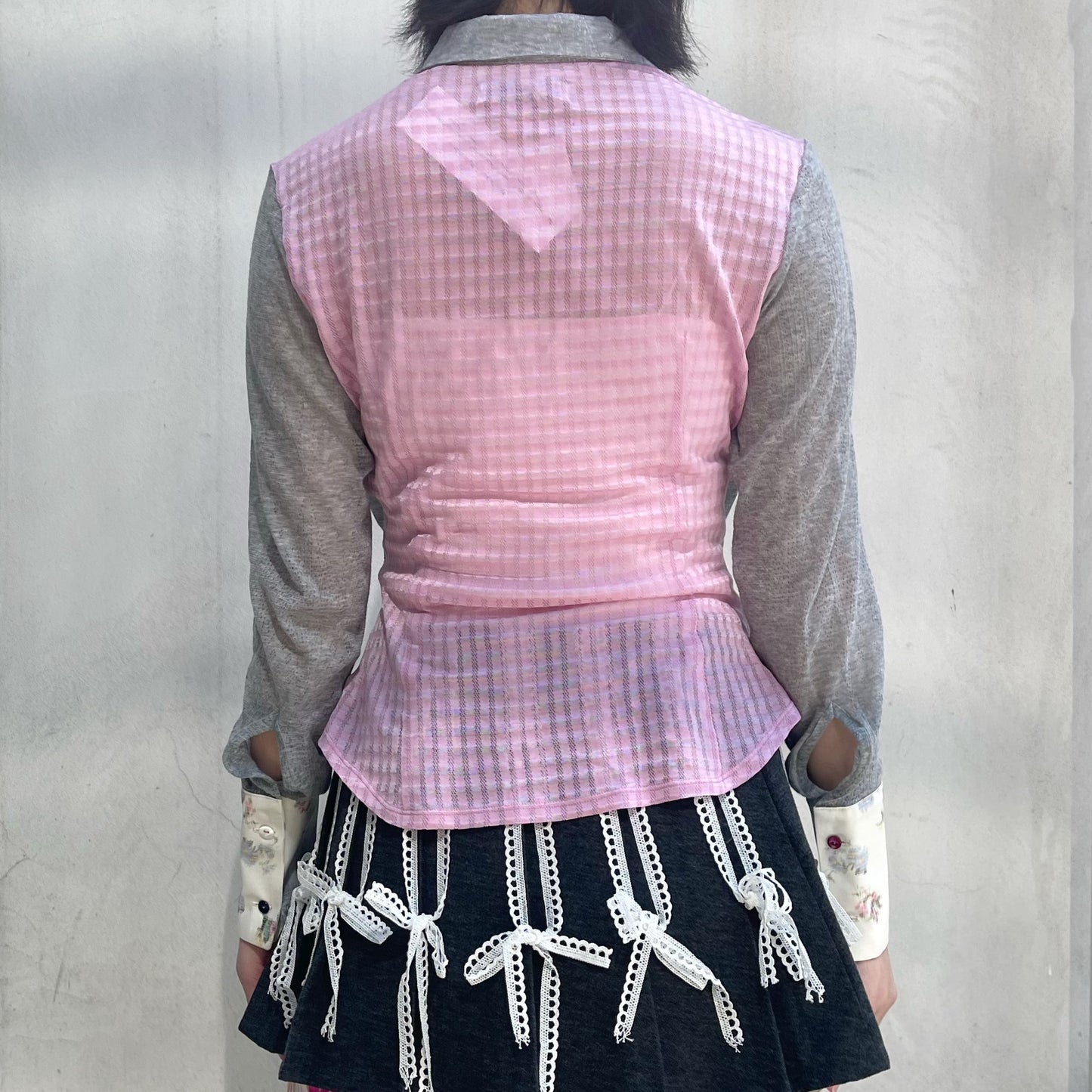 Mille Bottoni Shirt / Pink×Gray / ボタンシャツ