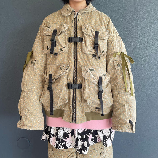 DESTROY BONDING UTILITY JACKET / KHAKI FLORAL / デストロイボンディングジャケット
