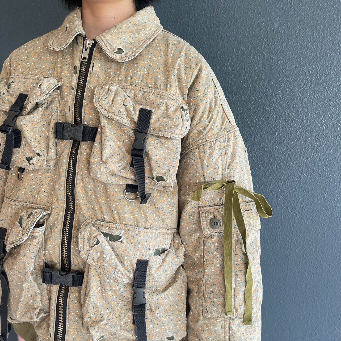 DESTROY BONDING UTILITY JACKET / KHAKI FLORAL / デストロイボンディングジャケット