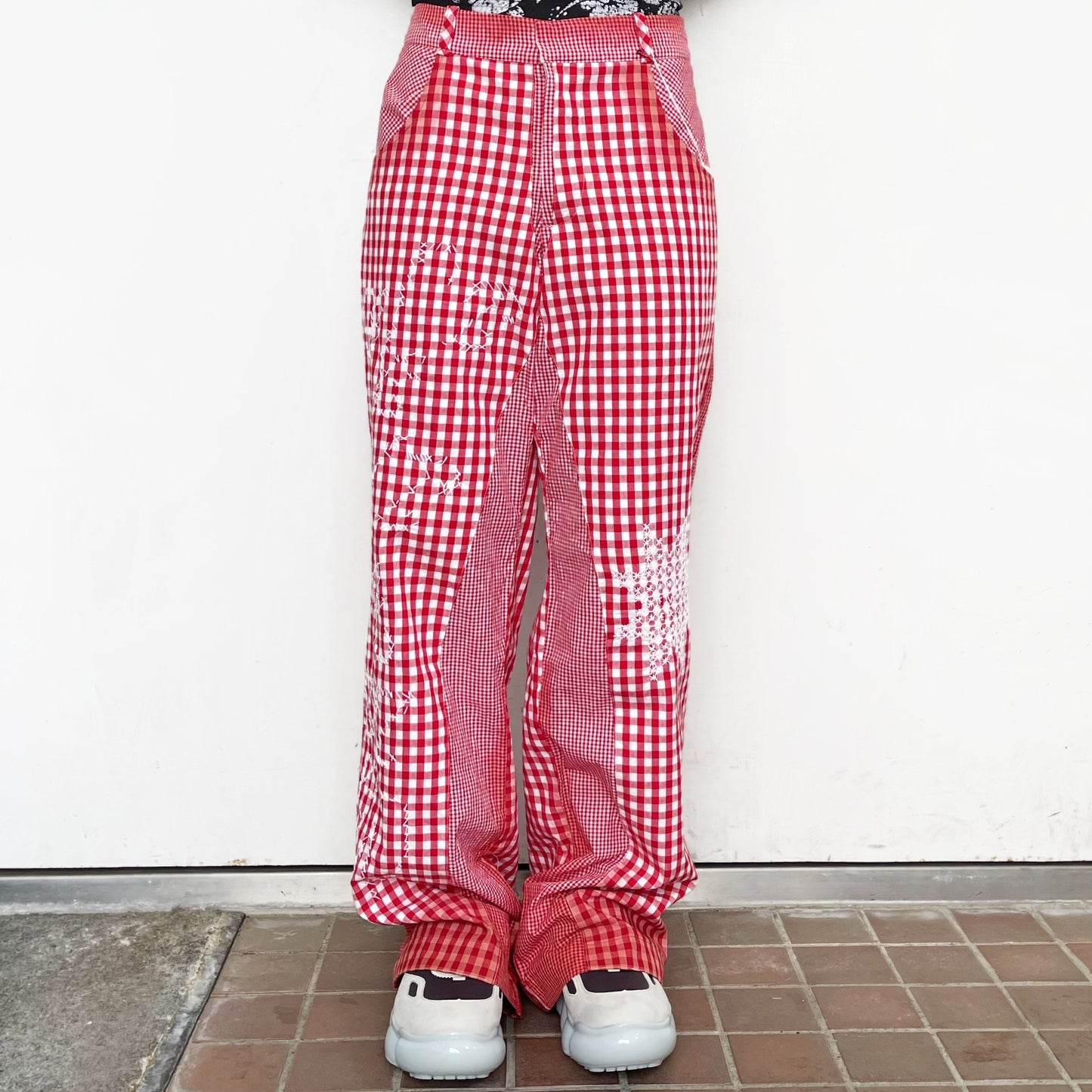 gingham patchwork pants / red / ギンガムパッチワークパンツ